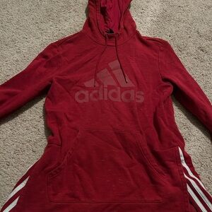 Adidas Crimson Hoodie with White Accents (Repost)